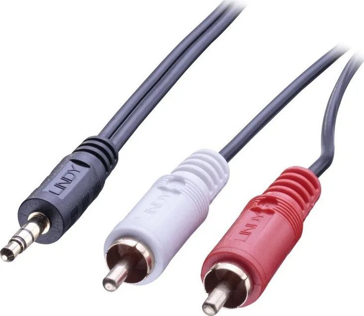 Lindy Καλώδιο Ήχου 3.5mm male - RCA male Μαύρο 1m με Επίχρυσους Ακροδέκτες 35680 - Image 1