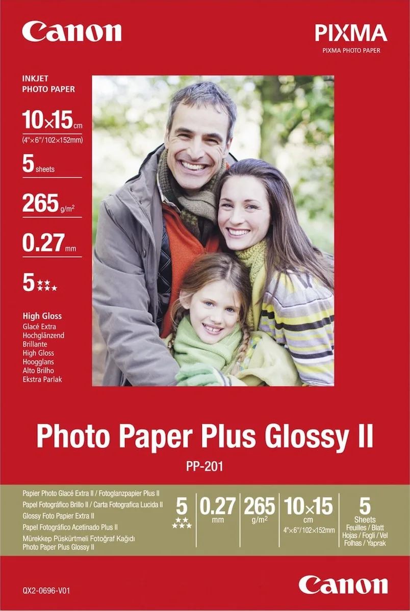 Canon PP-201 Φωτογραφικό Χαρτί Plus ΙΙ A6 (10x15) 265gr/m² για Εκτυπωτές Inkjet 5 Φύλλα (2311B053) - Image 1