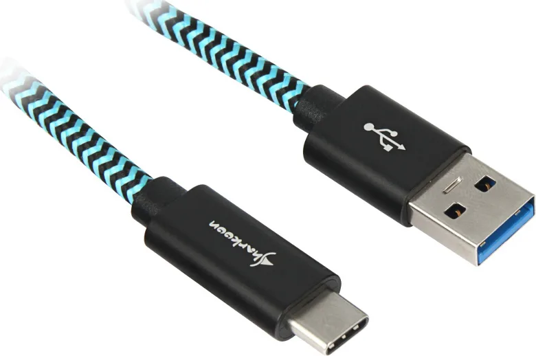 Sharkoon Braided USB 3.1 Cable USB-C male - USB-A Μπλε 1m - Image 1