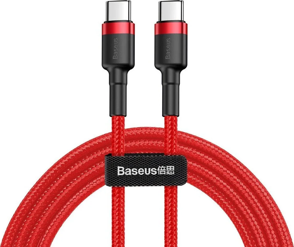 Baseus Cafule Braided USB 2.0 Cable USB-C male - USB-C 60W PD Κόκκινο 2m CATKLF-H09 - Image 1