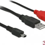 DeLock USB 2.0 Cable mini USB-B male - 2x USB-A male 0.3m (83178)