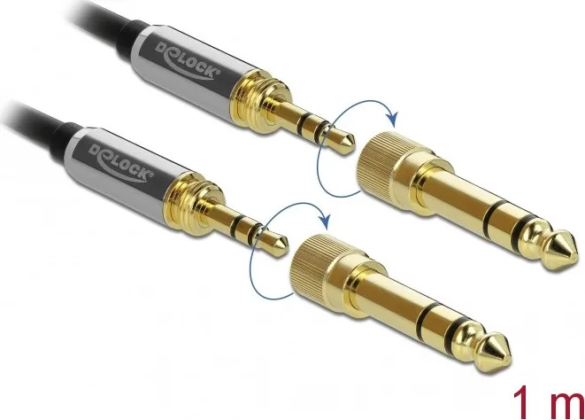 DeLock Καλώδιο Ήχου 3.5mm male - 3.5mm male Μαύρο 1m 85785 - Image 1