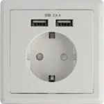 DeLock Μονή Χωνευτή Πρίζα Ρεύματος με 2 Θύρες USB Λευκή 11471
