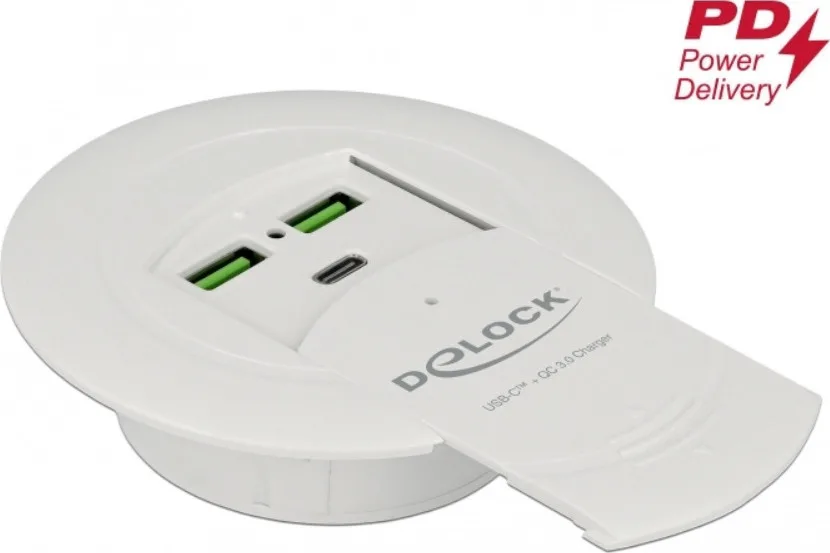 20200226104249_delock_usb_type_c_charger_pd_85_w_qualcomm_quick_charge_3_0_for_table_mounting.jpeg DeLock Hub 3 Θυρών USB 3.0 με σύνδεση USB-A Λευκό 64065 - Image 1