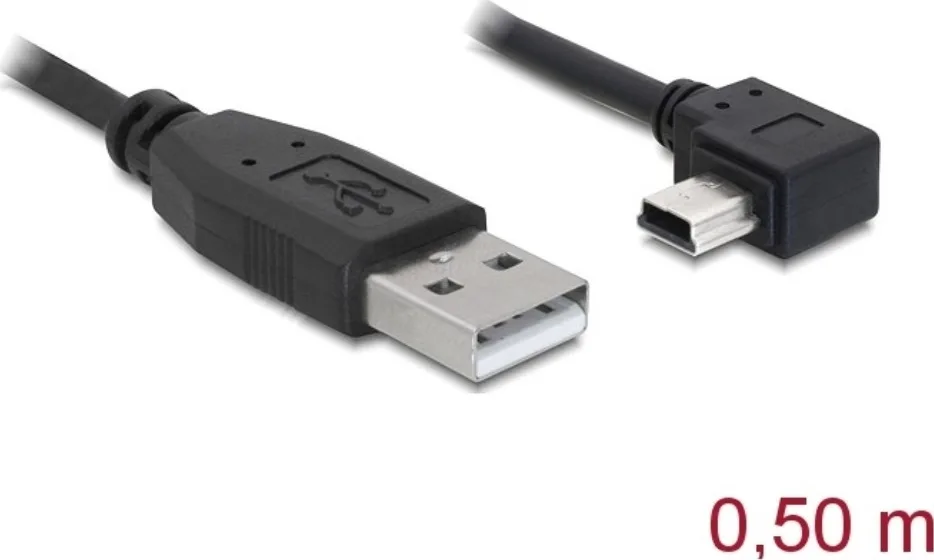 20200305100752_delock_usb_2_0_cable_usb_a_male_mini_usb_b_male_0_5m_82680.jpeg DeLock USB 2.0 Cable USB-A male - mini USB-B male 0.5m (82680) - Image 1