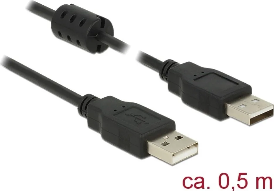 20200305100819_delock_usb_2_0_cable_usb_a_male_usb_a_male_0_5m_84888.jpeg DeLock USB 2.0 Cable USB-A male - USB-A male 0.5m (84888) - Image 1