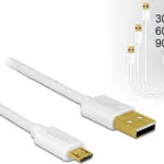 DeLock Regular USB 2.0 to micro USB Cable Λευκό 0.9m 83679 3τμχ
