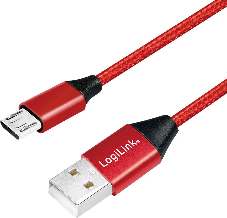 LogiLink Braided USB 2.0 to micro USB Cable Κόκκινο 0.3m (CU0151) - Image 1