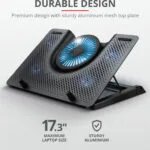 Trust GXT 1125 Quno Cooling Pad για Laptop έως 17.3" με 5 Ανεμιστήρες και Φωτισμό Γκρι