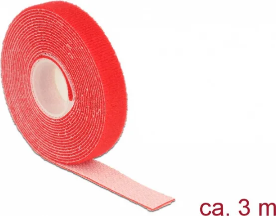 DeLock Hook & Loop Red Αυτοκόλλητη Ταινία Χριτς Χρατς Κόκκινη 3mx13mm 18718 - Image 1