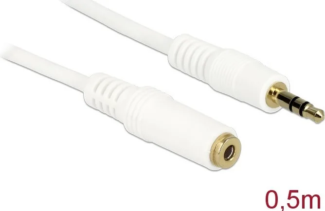 DeLock Καλώδιο Ήχου 3.5mm male - 3.5mm female Λευκό 0.5m 83763 - Image 1