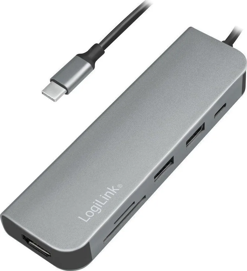 20200708115842_logilink_ua0343.jpeg LogiLink USB-C Docking Station με HDMI 4K PD Ασημί (UA0343) - Image 1