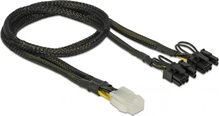 20200710153624_delock_6_pin_pcie_female_2x_8_pin_pcie_male_cable_0_3m_mayro_85455.jpeg DeLock 6-Pin PCIe - 8-Pin PCIe Cable 0.3m Μαύρο 85455 - Image 1