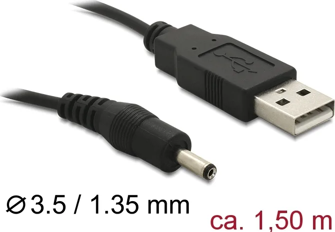 DeLock Cable USB-A male - DC 3.5 x 1.35 mm Μαύρο 1.5m (82377) - Image 1