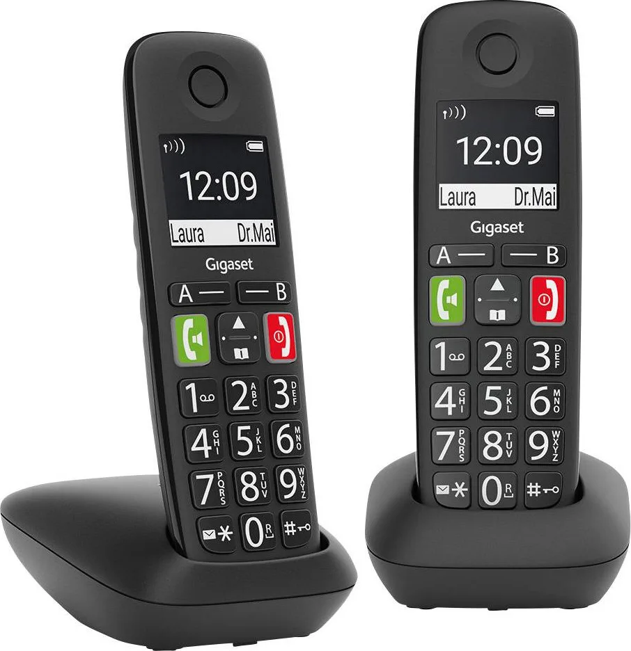 20200716104232_gigaset_e290_duo_mayro.jpeg Gigaset E290 Ασύρματο Τηλέφωνο Duo με Ελληνικό Μενού Μαύρο - Image 1