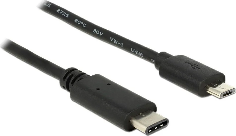 DeLock USB 2.0 Cable USB-C male - micro USB-B Μαύρο 0.5m 83333 - Image 1