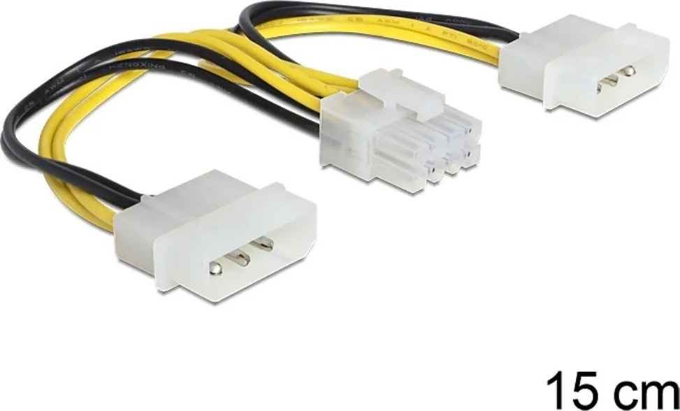 20200917105759_delock_2x_4_pin_molex_male_8_pin_eps_male_cable_0_15m_83410.jpeg DeLock 4-Pin Molex - 8-Pin EPS Cable 0.15m Πολύχρωμο 83410 - Image 1