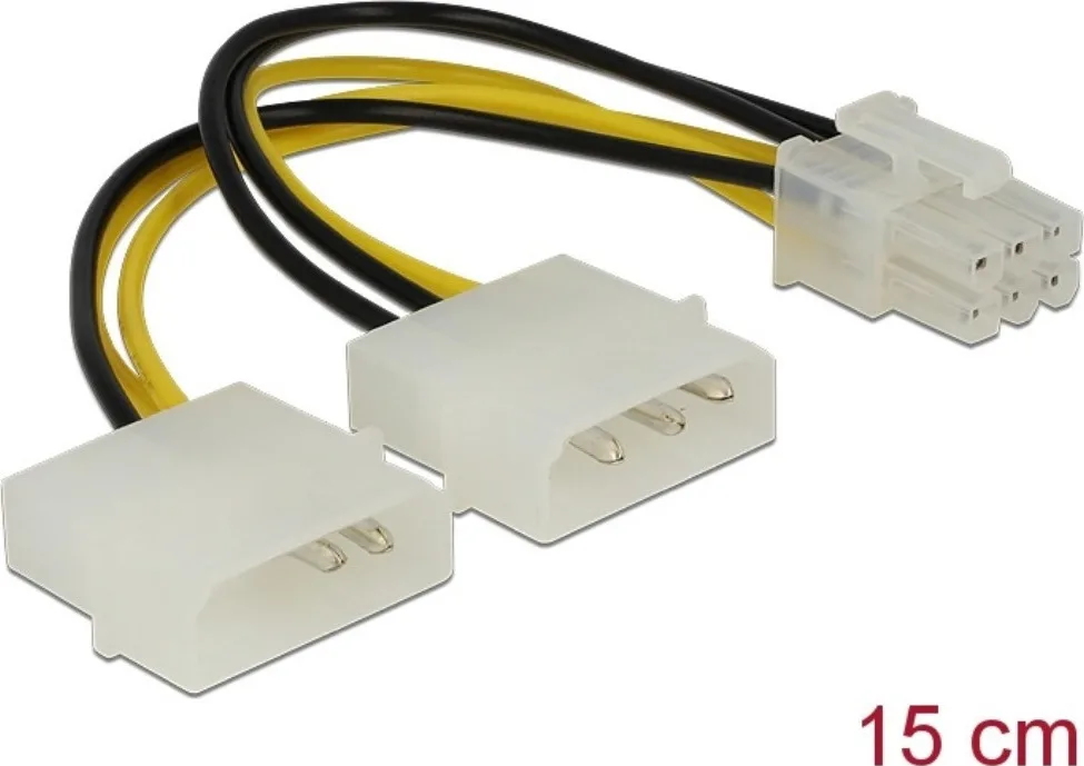 DeLock 6-Pin PCIe - 4-Pin Molex Cable 0.15m Πολύχρωμο 82315 - Image 1