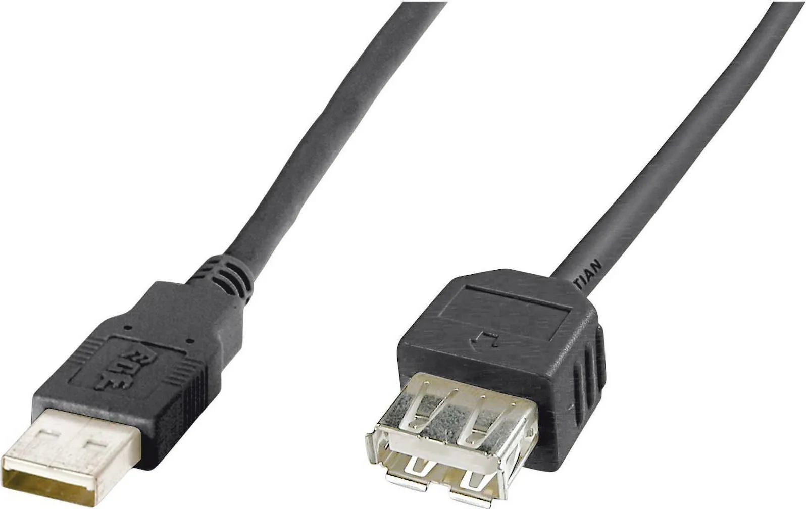 Digitus USB 2.0 Cable USB-A male - USB-A female 1.8m (AK-300200-018-S) - Image 1