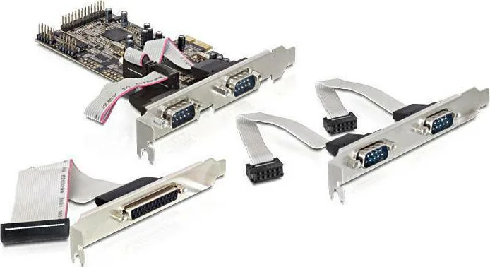 DeLock Κάρτα PCIe σε 4 θύρες RS232 DB9 Serial και 1 θύρα DB25 Parallel (89177) - Image 1