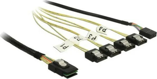 DeLock Mini SAS - 4x 7-Pin SATA II Cable 1m Μαύρο (83319) - Image 1