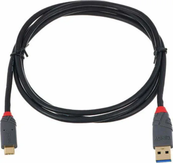 Lindy Anthra USB 3.1 Cable USB-C male - USB-A 100W PD Μαύρο 1.5m 36912 - Image 1