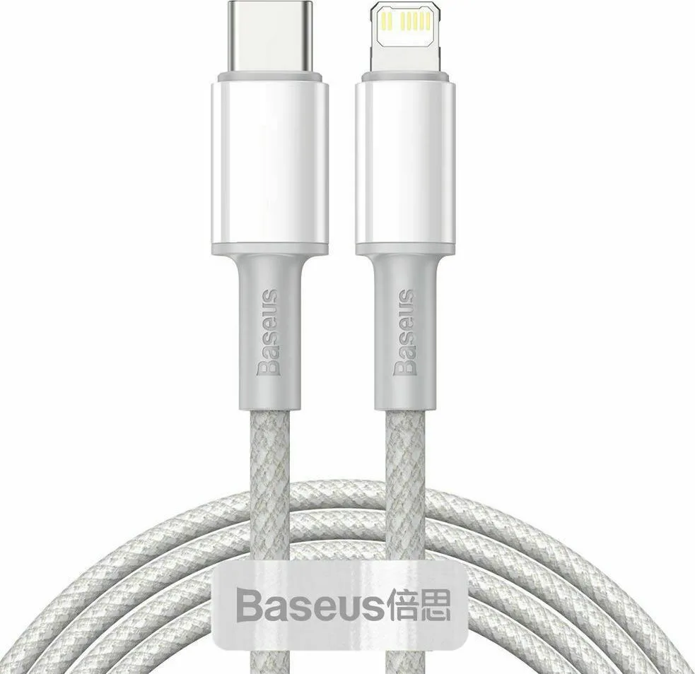 Baseus High Density Braided USB-C to Lightning Cable 20W Λευκό 2m (CATLGD-A02) - Image 1