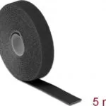 DeLock Hook & Loop Μαύρη Αυτοκόλλητη Ταινία Χριτς Χρατς Μαύρη 5mx20mm 18715