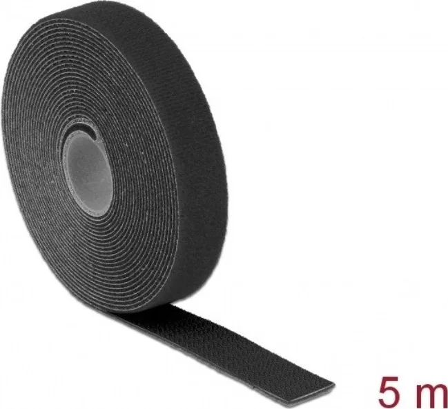 DeLock Hook & Loop Μαύρη Αυτοκόλλητη Ταινία Χριτς Χρατς Μαύρη 5mx20mm 18715 - Image 1