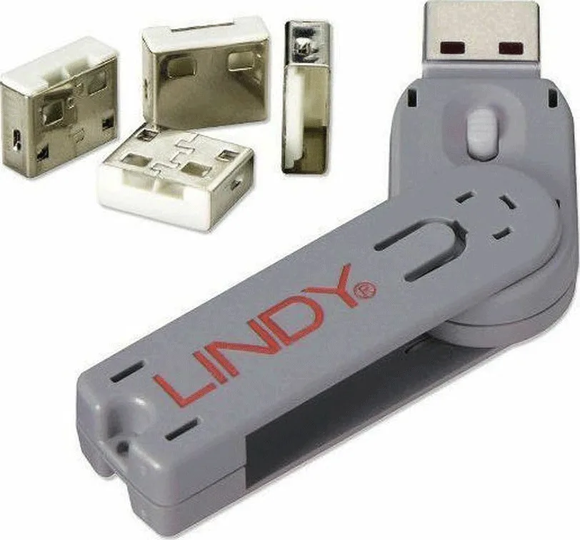 Lindy USB Port Blocker 1 key + 4x blocks (40454) - Image 1