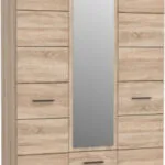 Solo Τρίφυλλη Ντουλάπα με Καθρέπτη Sonoma Wenge 136x58x197cm TO-SOLO3D2S