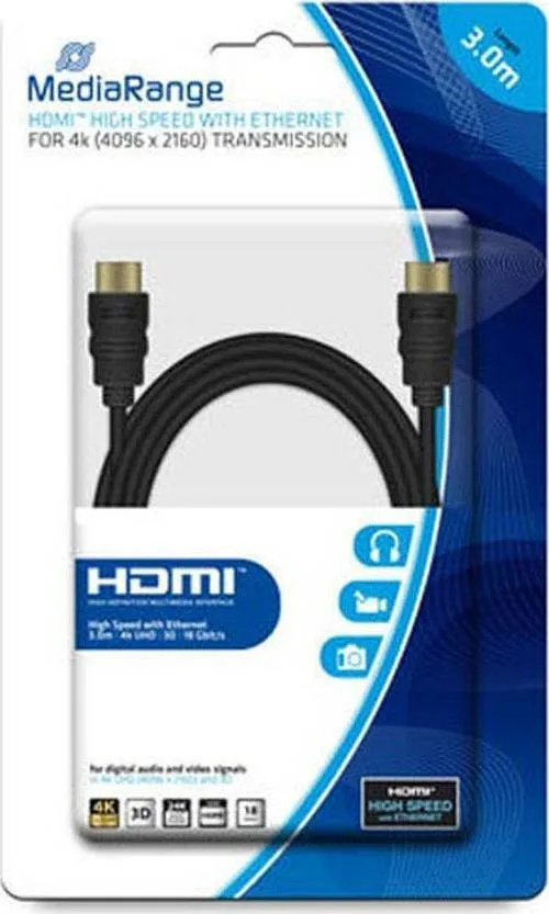20210226134504_mediarange_hdmi_1_4_cable_hdmi_male_hdmi_male_3m_mrcs157.jpeg MediaRange HDMI 1.4 High Speed 1080p 120Hz Cable HDMI male - HDMI male 3m Μαύρο MRCS157 - Image 1