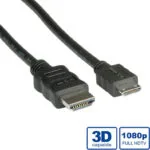 Roline 11.04.5568 HDMI 1.4 High Speed 1080p 120Hz Cable HDMI male - mini HDMI male 0.8m Μαύρο 11.04.5568