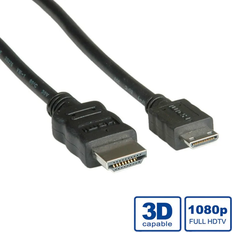 Roline 11.04.5568 HDMI 1.4 High Speed 1080p 120Hz Cable HDMI male - mini HDMI male 0.8m Μαύρο 11.04.5568 - Image 1