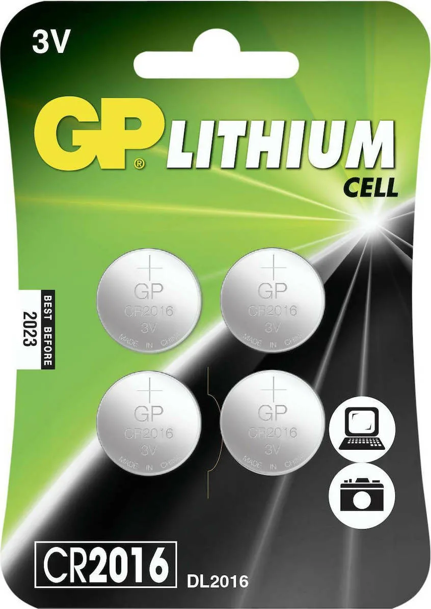 20210303154724_gp_batteries_lithium_cell_cr2016_4tmch.jpeg GP Batteries Lithium Cell Μπαταρίες CR2016 3V 4τμχ - Image 1
