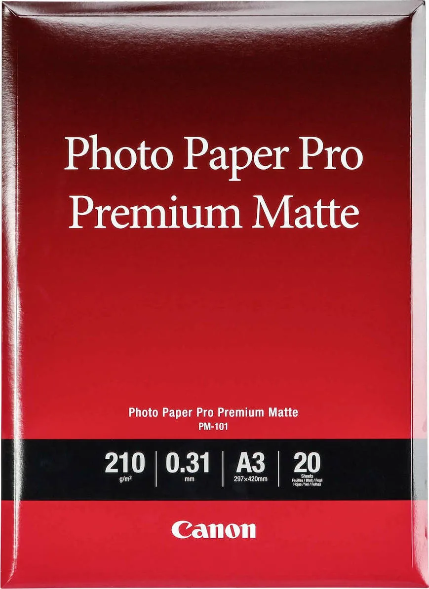 Canon PM-101 Φωτογραφικό Χαρτί Pro Premium Matte A3 210gr/m² για Εκτυπωτές Inkjet 20 Φύλλα (8657B006) - Image 1