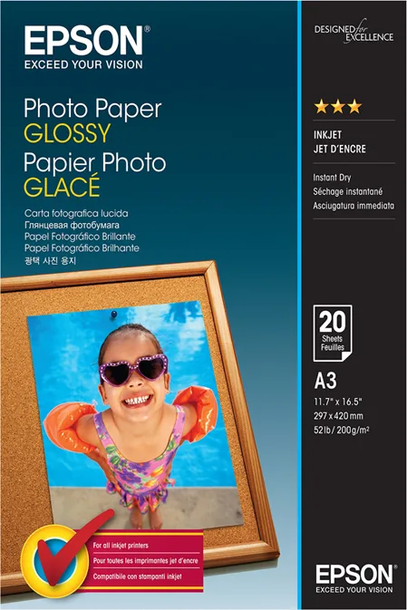 20210304145722_epson_glossy_photo_paper_a3_200gr_20_fylla_c13s042536.jpeg Epson Φωτογραφικό Χαρτί A3 200gr/m² για Εκτυπωτές Inkjet 20 Φύλλα (C13S042536) - Image 1