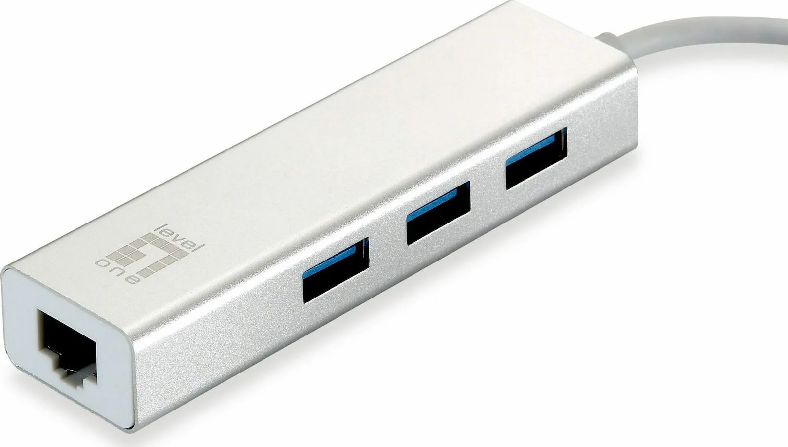 20210304152020_031d963d.jpeg Level One v4 Hub 3 Θυρών USB 3.0 με σύνδεση USB-A / Ethernet Ασημί USB-0503 - Image 1