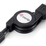 Equip Retractable USB 2.0 to micro USB Cable Μαύρο 1m (128595)