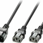 Lindy C14 2 C13 IEC C14 - IEC C13 Cable 2m Μαύρο 30039