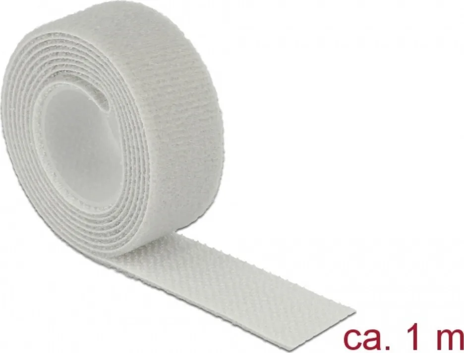DeLock Hook & Loop Grey Αυτοκόλλητη Ταινία Χριτς Χρατς Γκρι 1mx20mm 18278 - Image 1