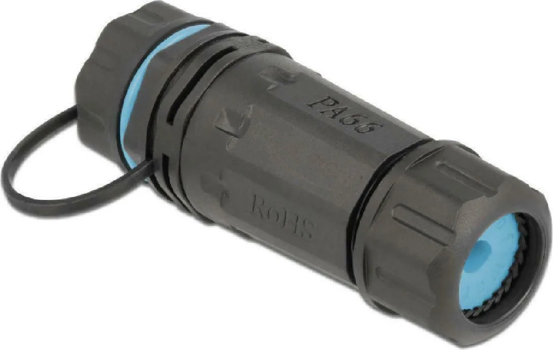 DeLock Connector RJ45 jack to RJ45 jack Cat.6A waterproof Blue (86701) - Image 1
