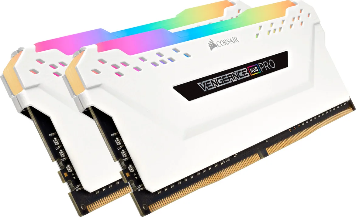 Corsair Vengeance RGB Pro White DDR4 32GB RAM με 2x16GB Modules και Ταχύτητα 3200 για Desktop CMW32GX4M2E3200C16W - Image 1