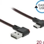 DeLock Angle (90°) / Braided USB 2.0 Cable USB-C male - USB-A Μαύρο 0.2m 85279
