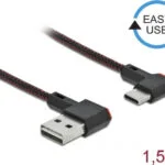 DeLock Angle (90°) / Braided USB 2.0 Cable USB-C male - USB-A Μαύρο 1.5m 85282