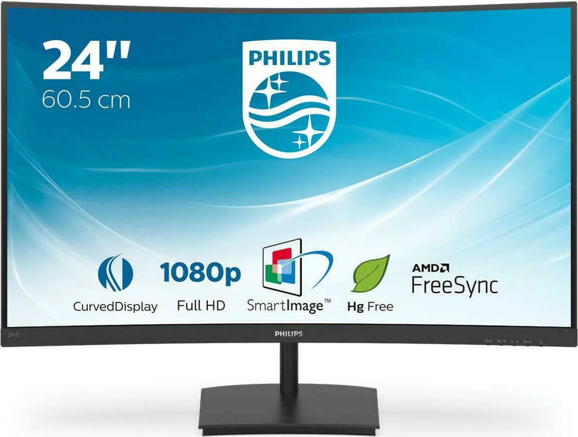 Philips E-Line 241E1SC VA Curved Monitor 23.6" FHD 1920x1080 με Χρόνο Απόκρισης 4ms GTG - Image 1