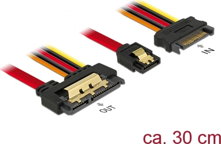 DeLock 7-Pin SATA III / 13-Pin SATA III - 22-Pin SATA III Cable 30cm Κόκκινο (85228) - Image 1
