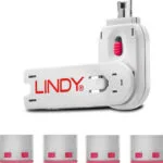 Lindy USB Port Blocker 1xKey + 4xBlocks Pink (40450)