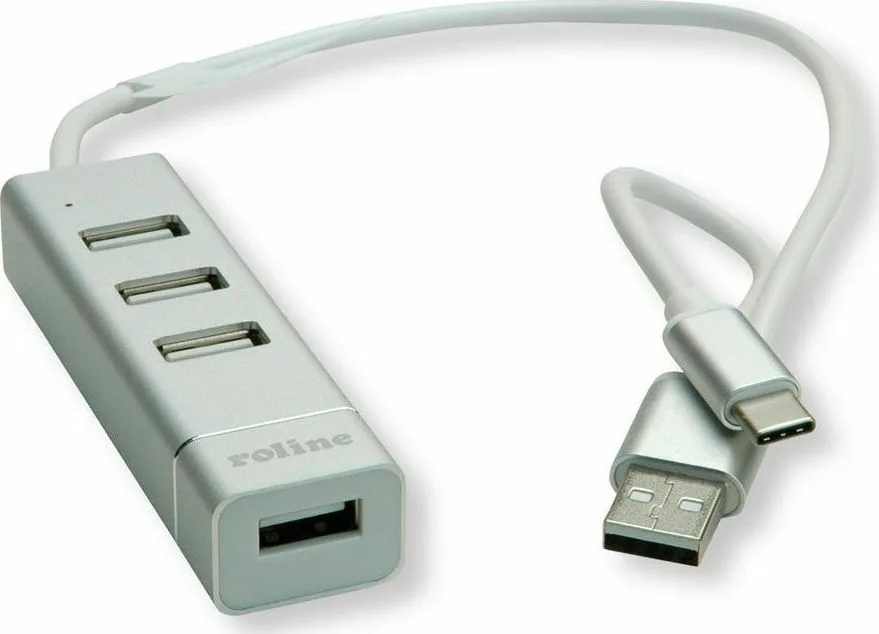 Roline Hub 4 Θυρών USB 2.0 με σύνδεση USB-A Ασημί 14.02.5037 - Image 1