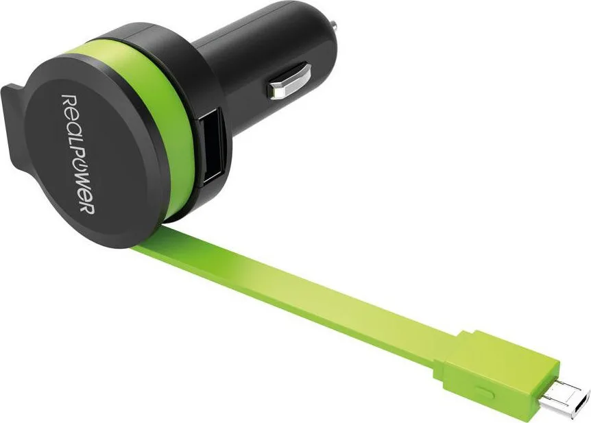 RealPower Φορτιστής Αυτοκινήτου 12W με μία Θύρα: 1xUSB μαζί με Καλώδιο mini-USB Μαύρος 257635 - Image 1